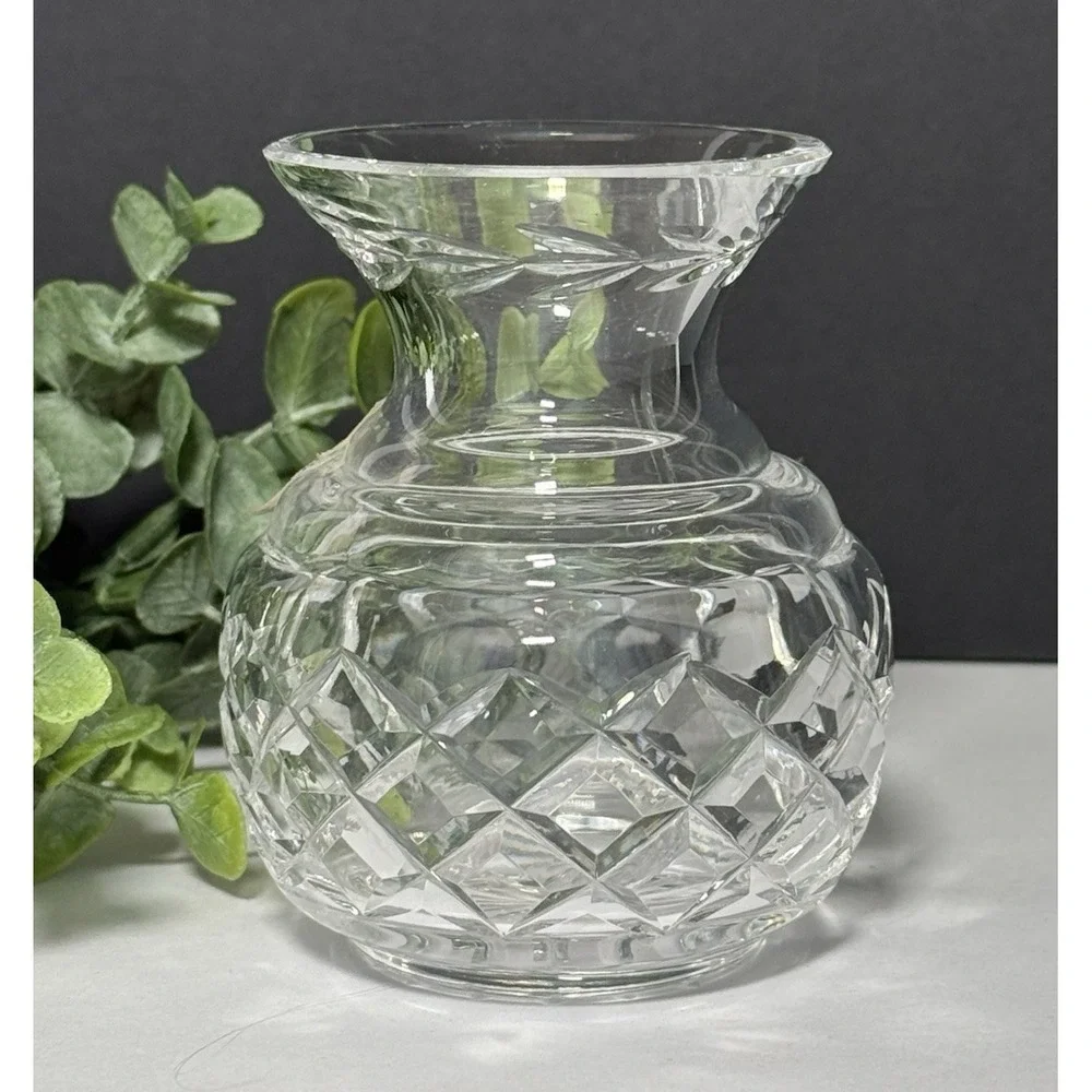 Vintage Waterford Alana Crystal Bud Vase Signed Original Sticker 3.75